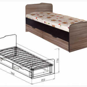 Кровать 0,8 с ящиками №23 "Статус" ясень шимо темный