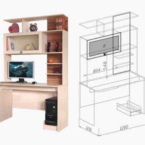 Стол компьютерный с надстройкой №1 "Евро"
